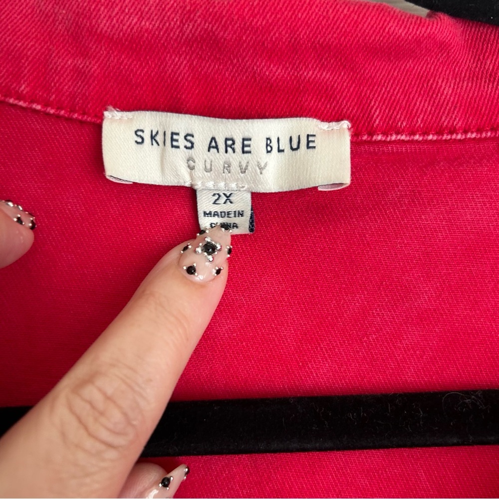 Skies are Blue curvy red denim jumpsuit size 2x - Picture 5 of 7